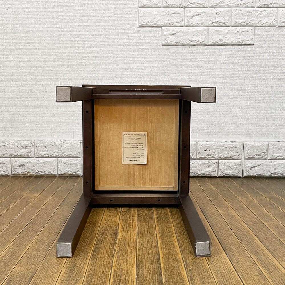 無印良品 MUJI バーチ材 サイドテーブル ナイトテーブル 抽斗一杯 ダークブラウン 廃番 ◎