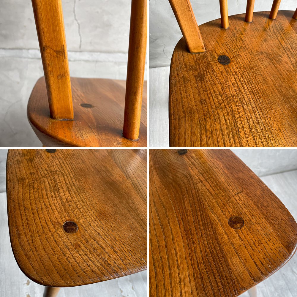 アーコール Ercol フープバックチェア ダイニングチェア スポークバック エルム材 UKビンテージ 英国家具 ♪