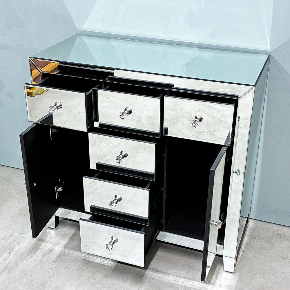 カレ KARE ラグジュアリー キャビネット サイドボード 2Doors 6Drawers ミラー張り ドイツ ◎