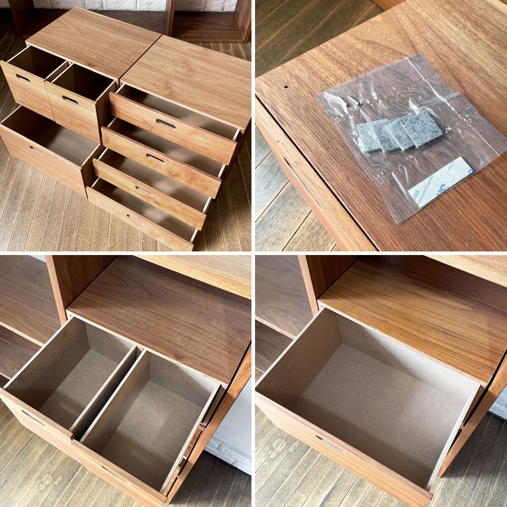 無印良品 MUJI スタッキングシェルフ ワイド 2列3段 ウォールナット材 スタッキングチェスト ドロワータイプ 4点セット ウォールナット材 ナチュラルモダン ◎