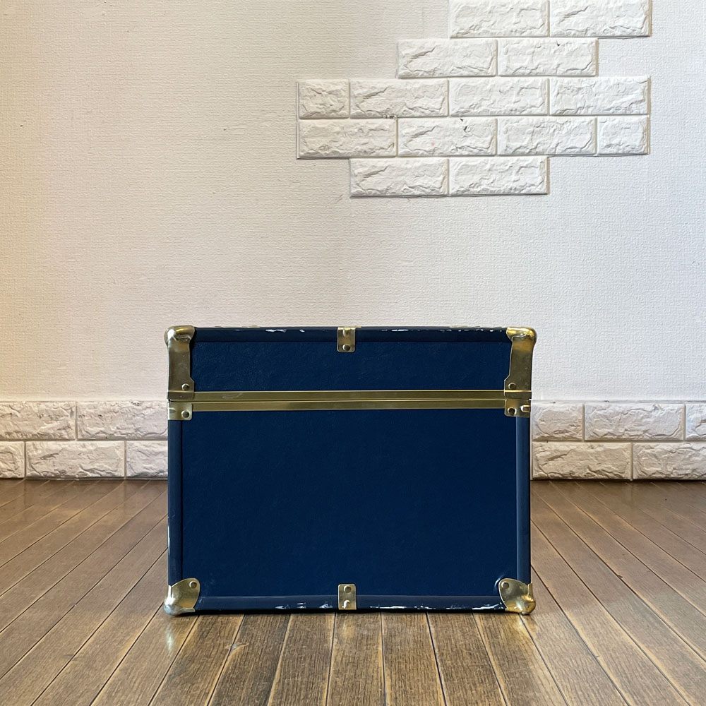 スワード トランク Seward Trunk トランクボックス ビニールレザー ブルー ゴールド 鍵付き 収納 アメリカ ◎