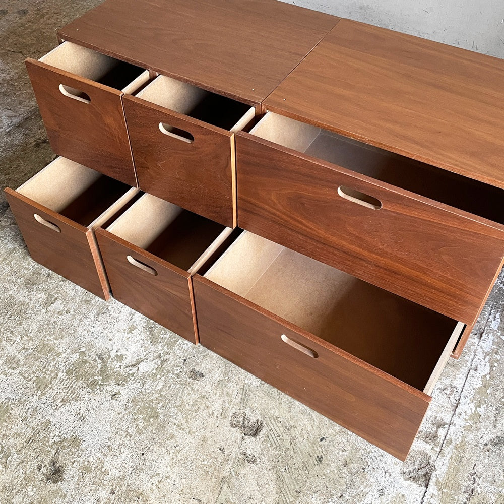 無印良品 MUJI スタッキングチェスト 引出し 2段 ＋ 引出し 4個 ウォールナット材 小引き出し 収納 2点セット ナチュラルデザイン 合計定価：14,980- ■