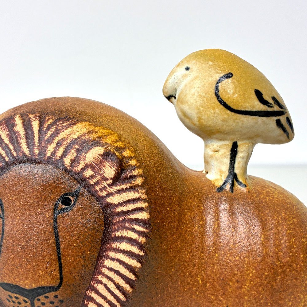 グスタフスベリ GUSTAVSBERG K-Studion リサラーソン Lisa Larson ライオンウィズバード LION WITH BIRD フィギュリン 現行品 ◎