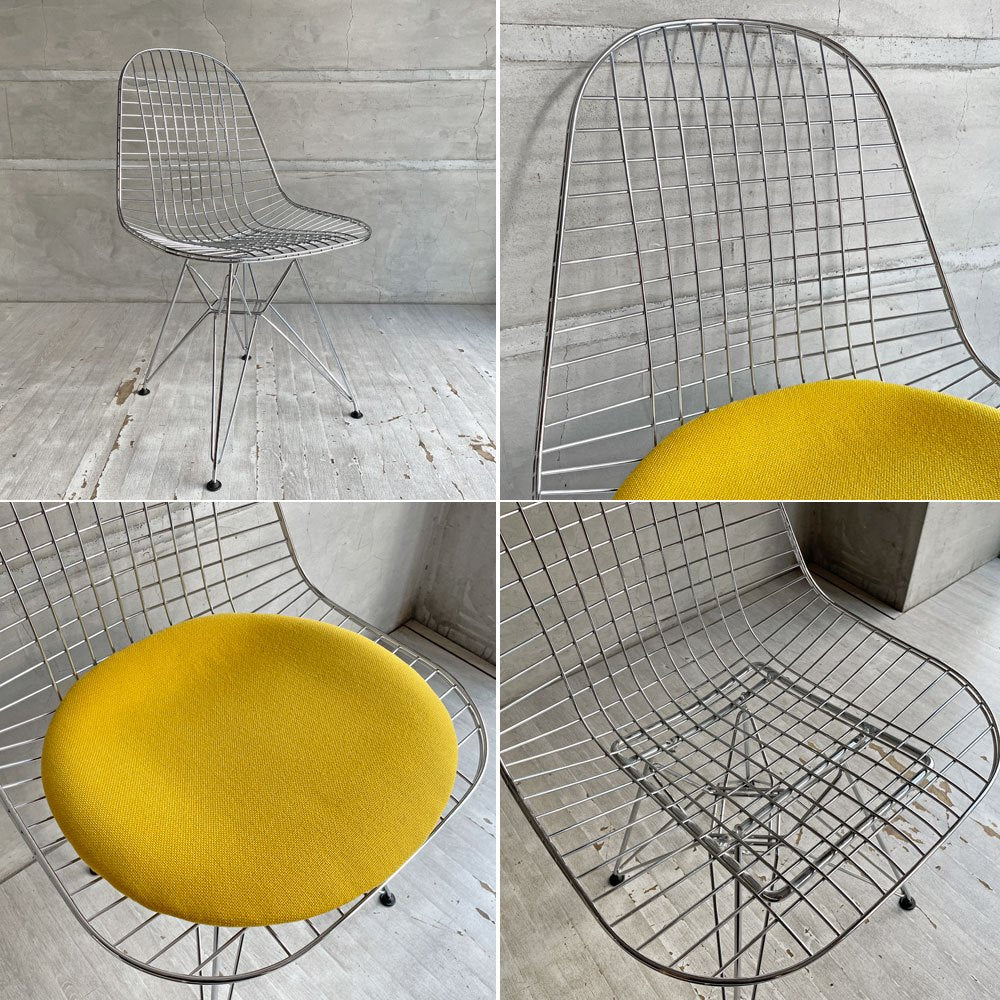 ヴィトラ vitra ワイヤーチェア Eames Wire Chair DKR5 エッフェルベース シートパッド付 イエローカラー C&R イームズ ミッドセンチュリー ♪