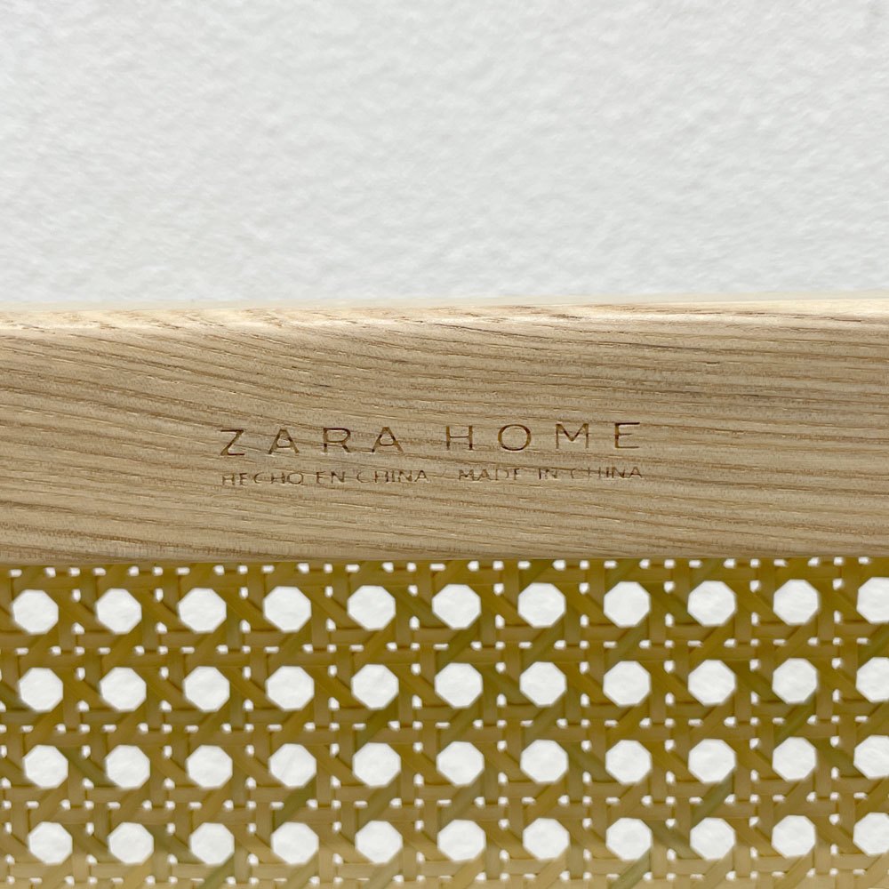 ザラ ホーム Zara Home アッシュ材 ラタンシート トリプルシートベンチ Rattan triple seat bench 人工ラタン張替済 〓