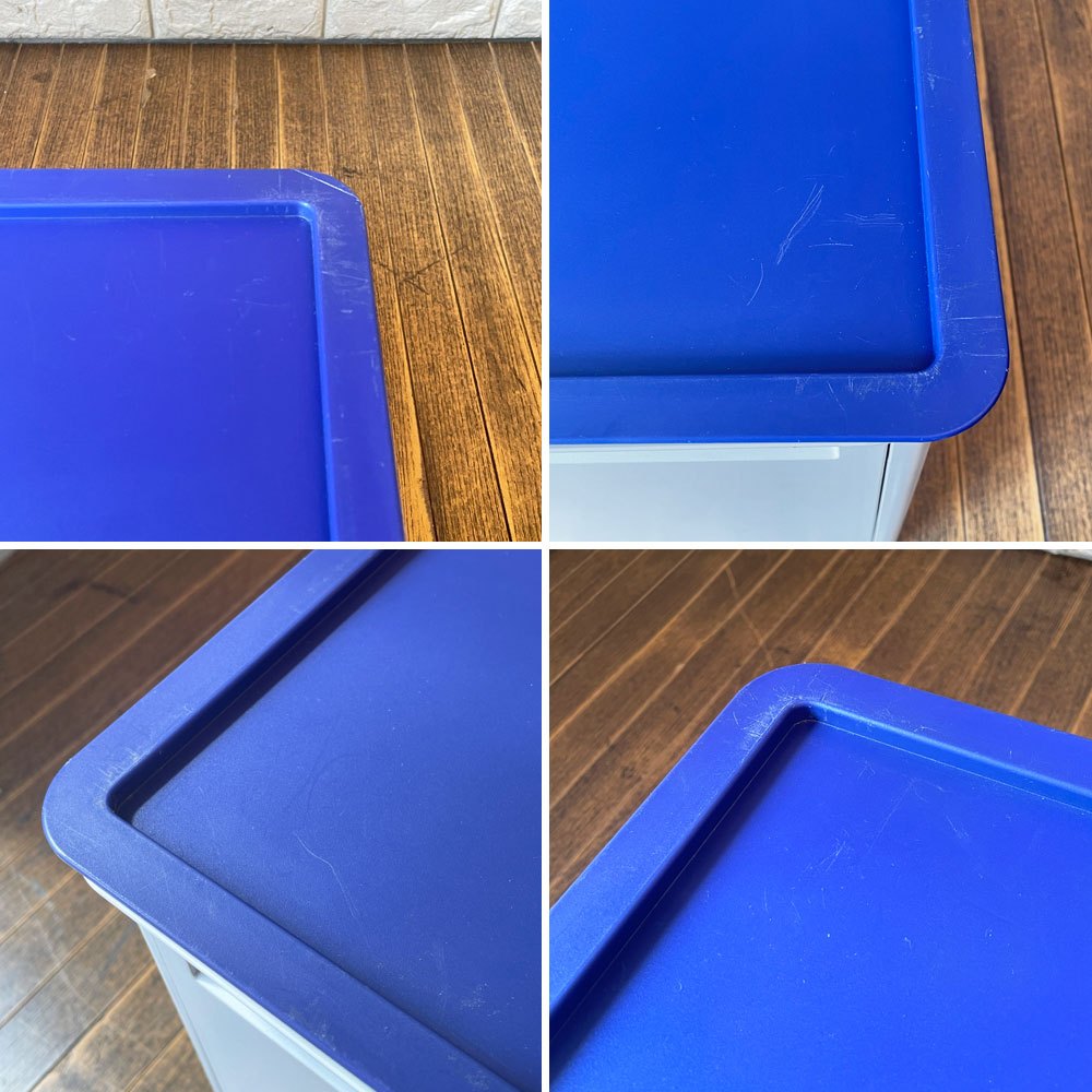 タッパーウェア Tupperware マルチオーガナイザー ワイド ドロップダウンドア ブルー×ホワイト ◎
