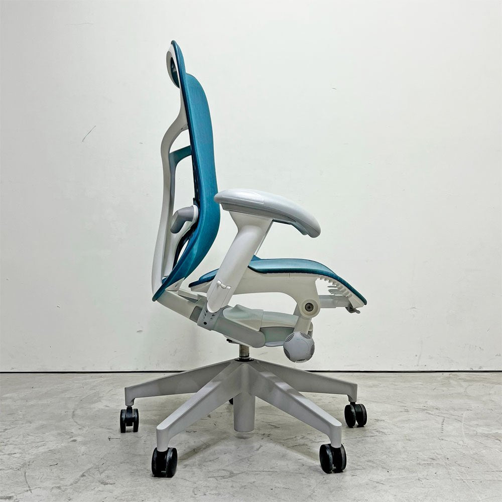 ハーマンミラー Herman Miller ミラ2 Mirra2 オフィスチェア デスクチェア ブルー×ホワイト メッシュシート スタジオ7.5 MRF123AWAF  ●