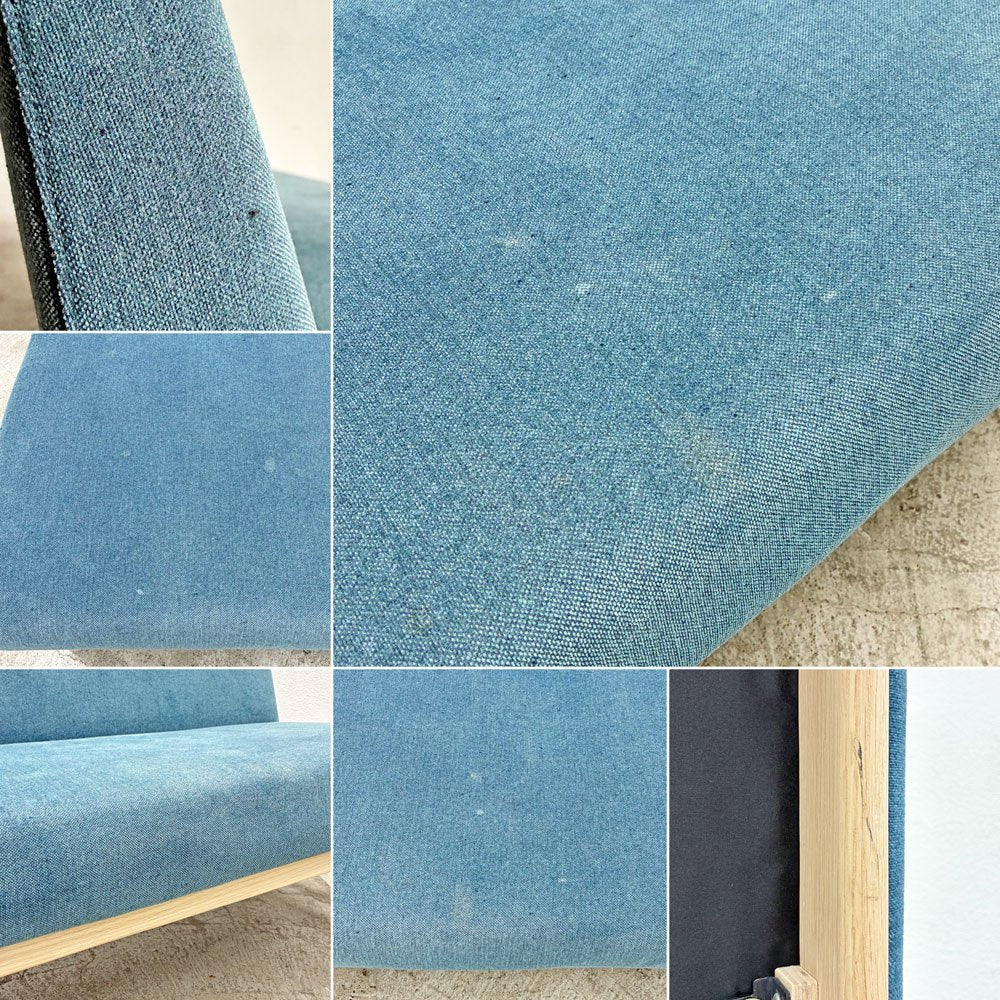 アクタス ACTUS タイム THYME ソファベンチ 3シーター ファブリック カバーリング ブルー系 オーク材 W150cm 定価￥117,700-以上 〓