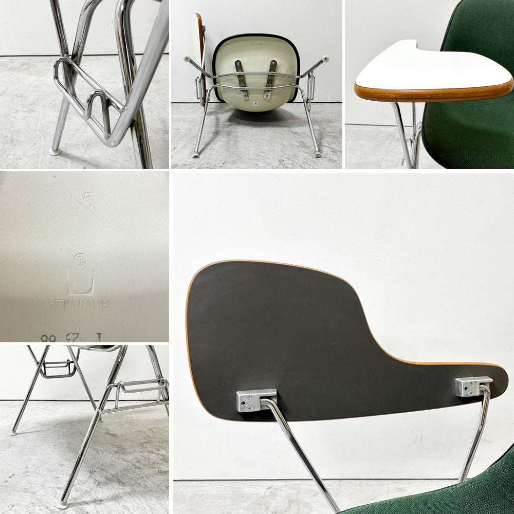 ハーマンミラー Herman Miller サイドシェルチェア セカンド 2nd ビンテージ アプホルスター スクールベース スタッキングベース 肘掛けテーブル付 イームズ ミッドセンチュリー F ●