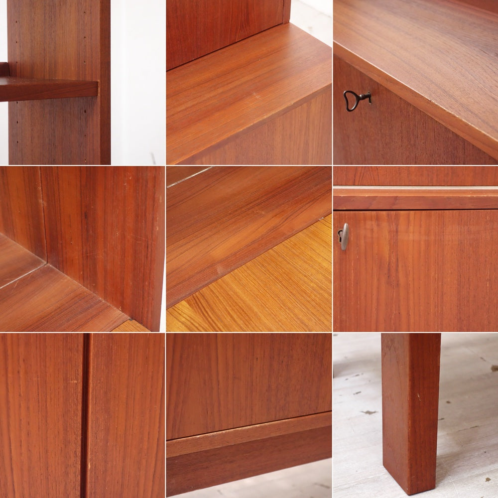 北欧ビンテージ Scandinabian Vintage チーク材 バーキャビネット カクテルキャビネット ライティングビューロー 北欧家具 ●