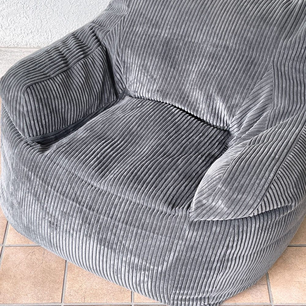 ルージー LOOSY ハグミー HUGME 1人掛けビーズソファ コーデュロイ チャコール カバーリング 軽量 ◇