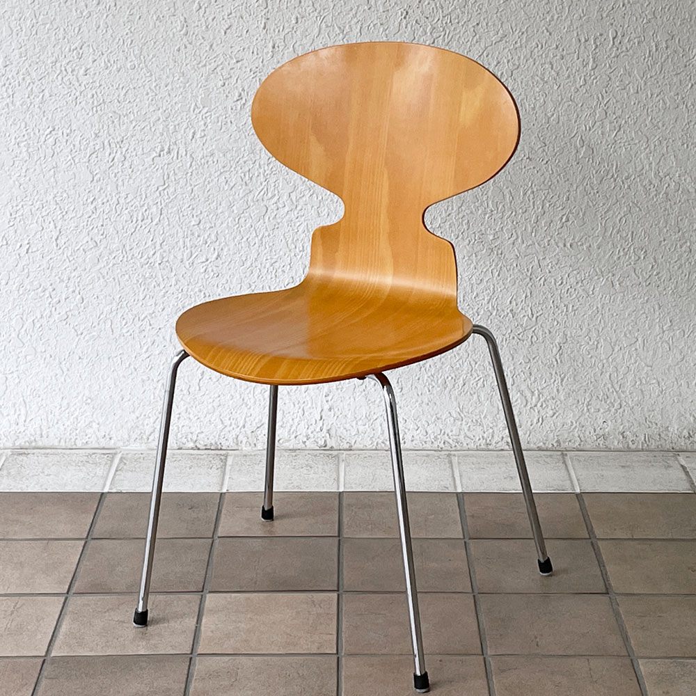 フリッツハンセン Fritz Hansen アントチェア 4本脚 ナチュラルビーチ ラッカー アルネ・ヤコブセン 北欧家具 F ◇