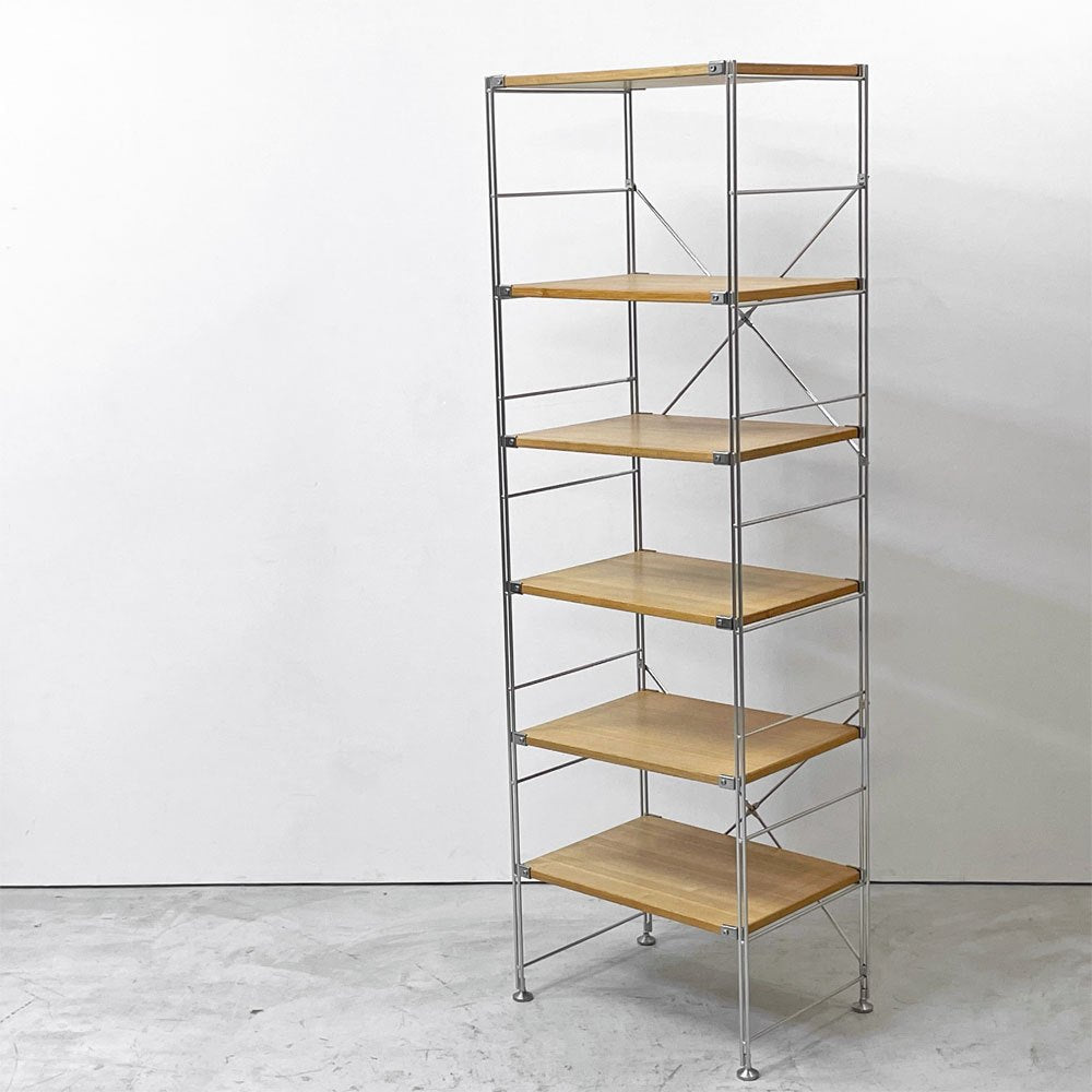 無印良品 MUJI ステンレスユニットシェルフ 6段 W58 H175.5cm スリム タモ材 オープンシェルフ 本棚 飾り棚 収納棚 定価￥41,900- ●
