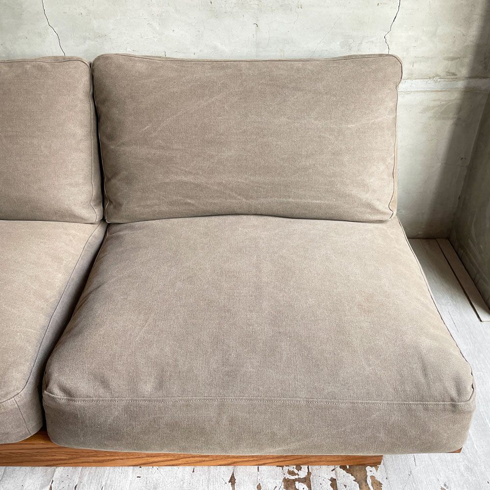 モモナチュラル MOMO Natural クラウドローソファ CLOUD LOW SOFA 2Pソファ 2人掛け オーク材 帆布 ベージュ 参考定価￥154,000- ♪