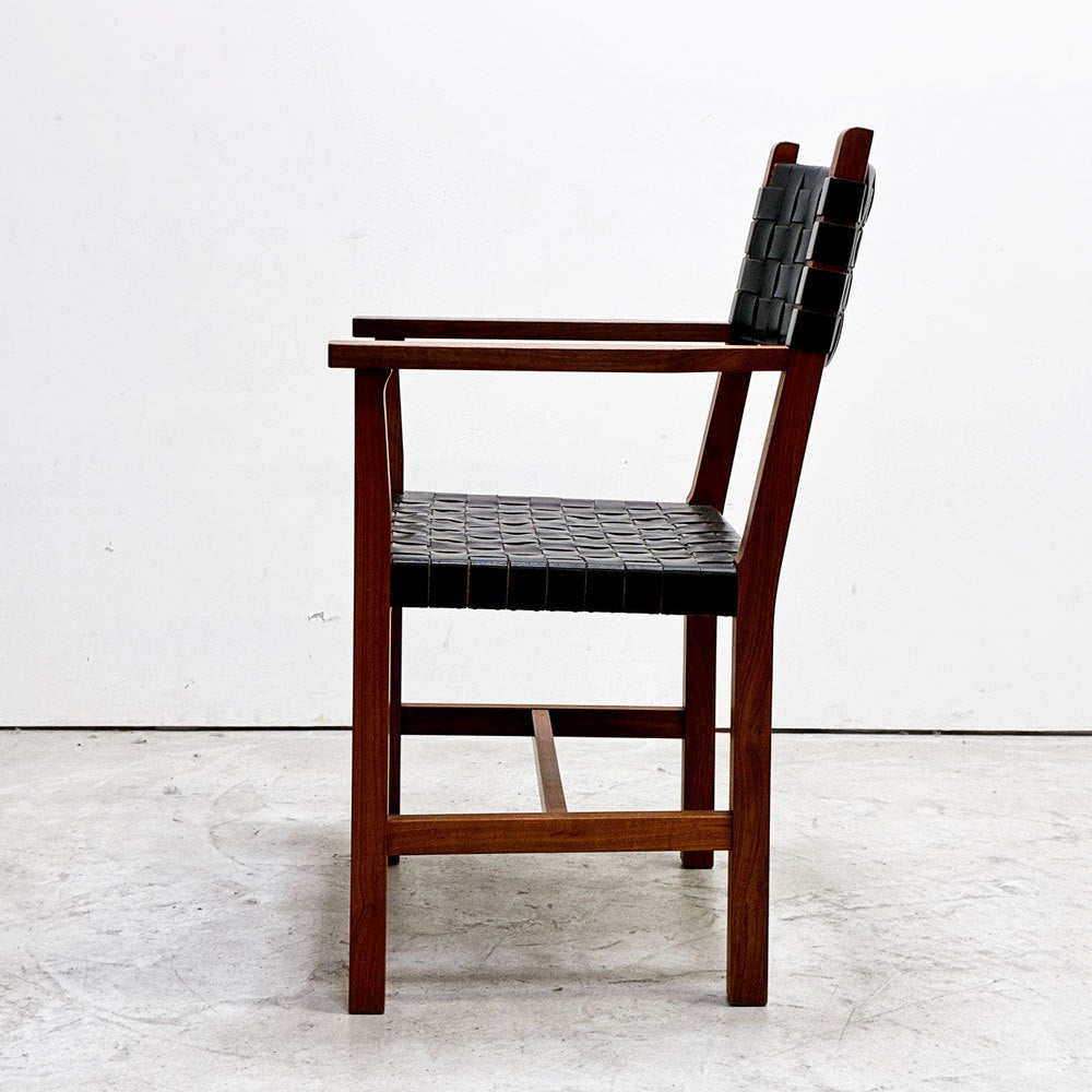 北の住まい設計社 KITANOSUMAISEKKEISHA ラスティック チェア RUSTIC CHAIR アームチェア レザー 本革  ブラック カエデ x ナラ材 廃番 B ●