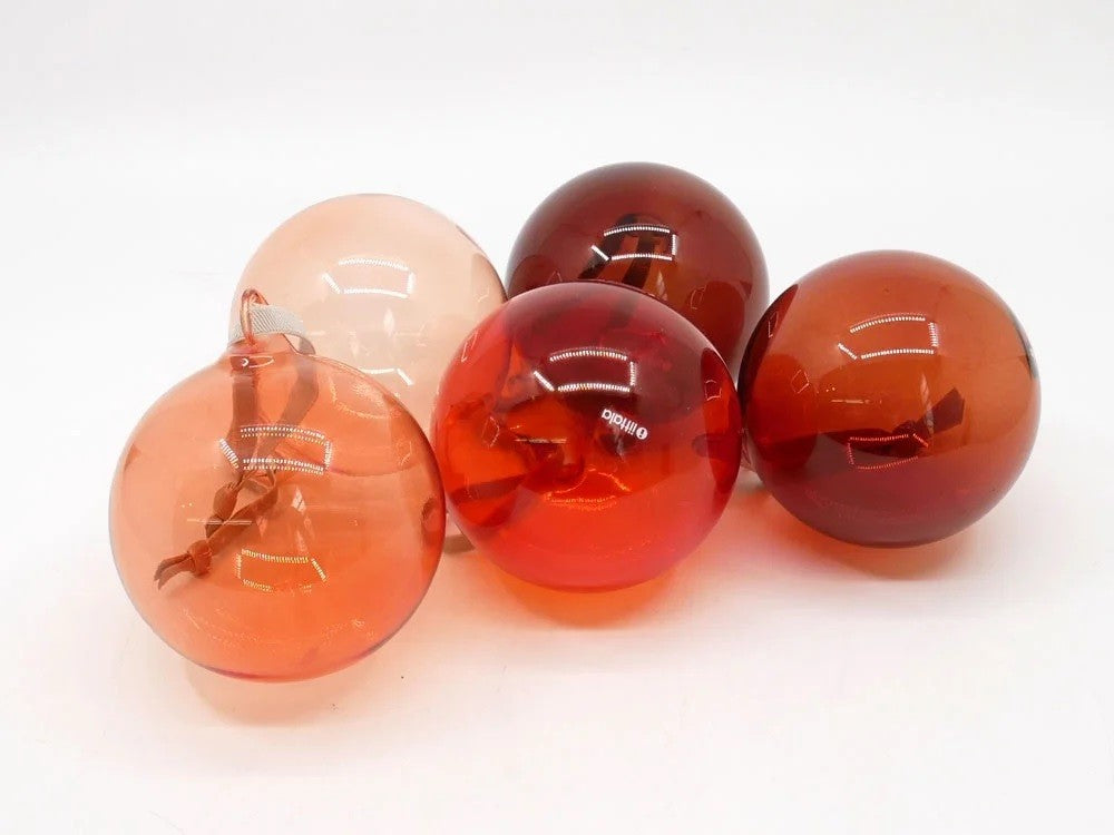 イッタラ iittala グラスボール Glass Ball オーナメント レッド グラデーション 5点セット 8cm 箱付き 北欧雑貨 ●