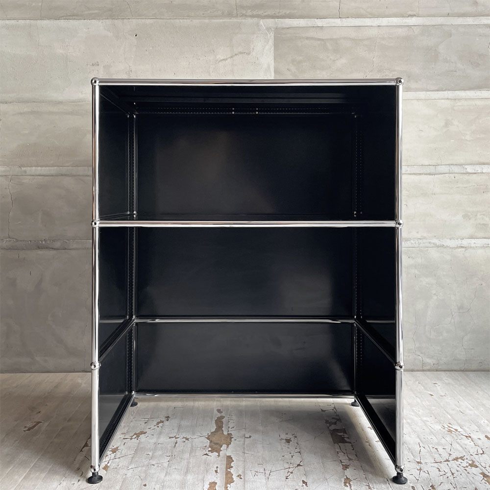 USMハラー USM Haller モジュラーファニチャー カウンターデスク ショップカウンター キャビネット オープンシェルフ グラファイトブラック アジャスター スイス 店舗什器 ♪
