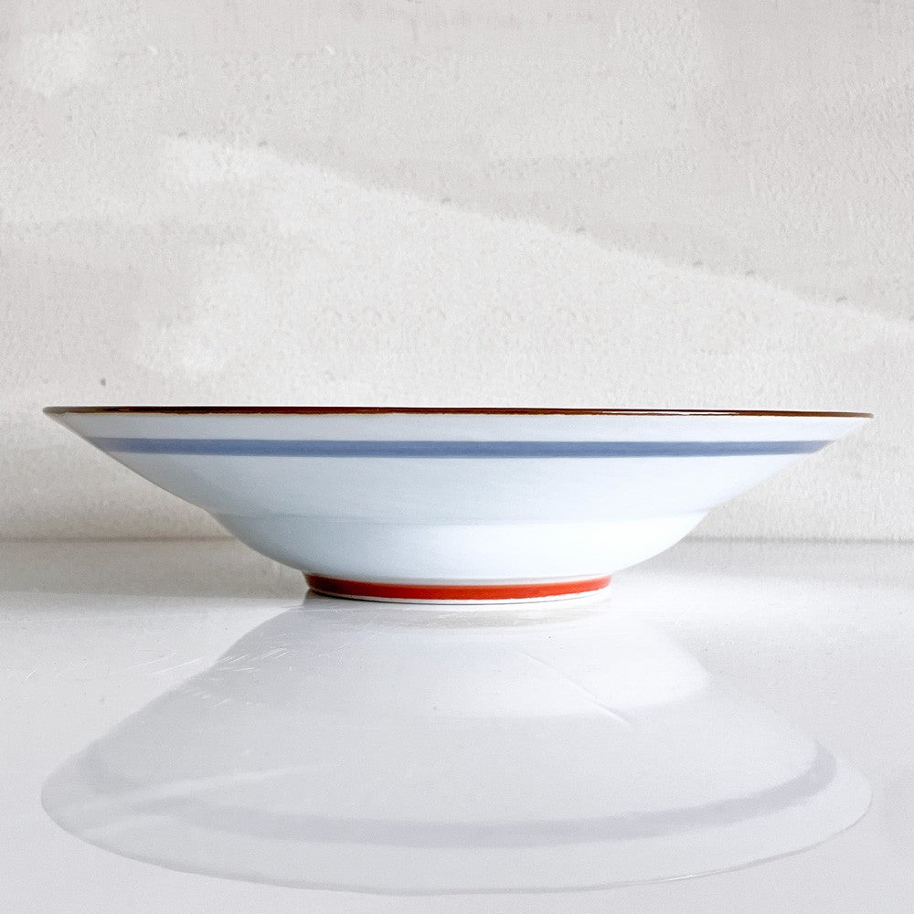 たなかふみえ Tanaka Fumie 染錦 縁付パスタ皿 金彩松鹿 大皿 リム皿21cm 有田焼 現代作家 ■