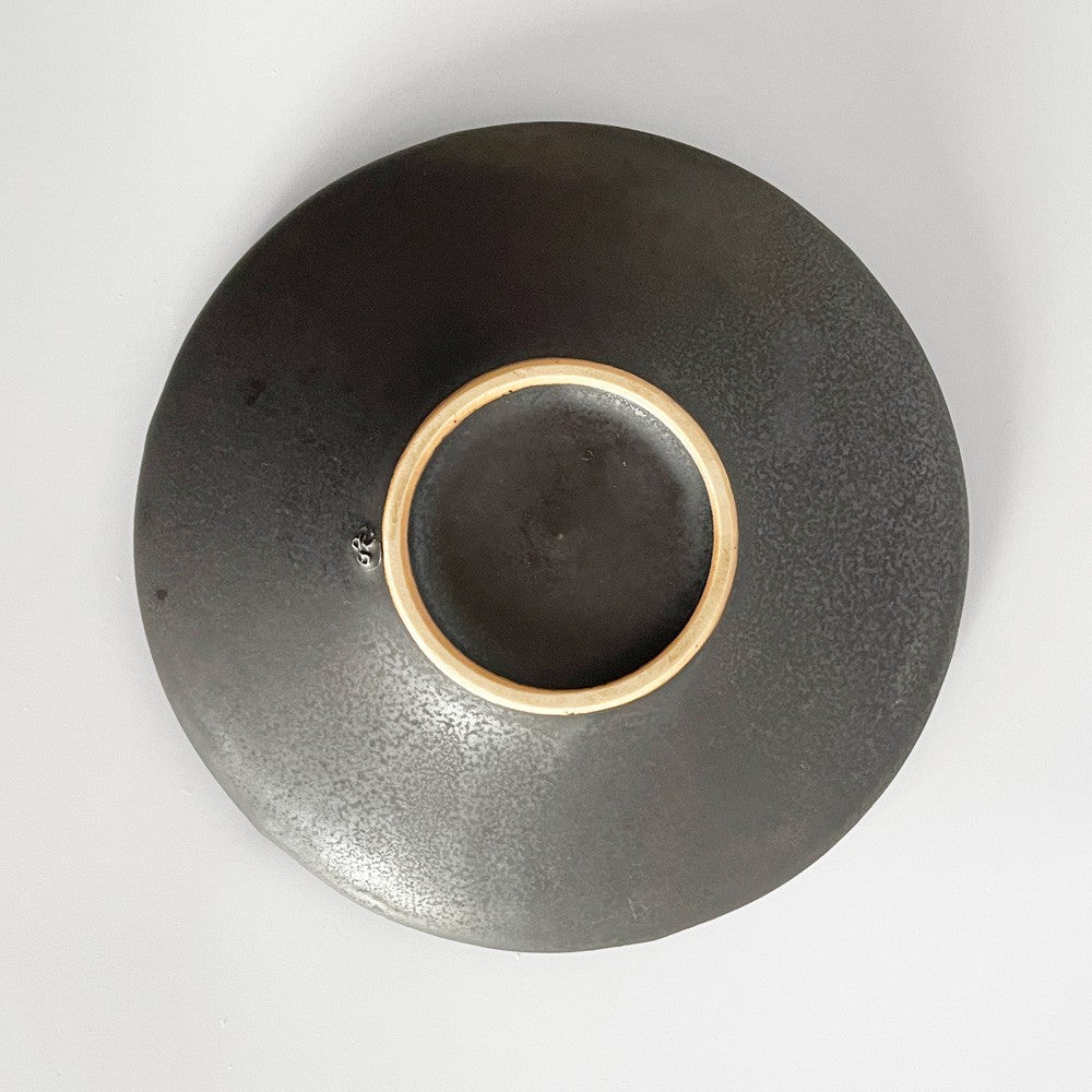 木下和美 輪花鉢 -蕾 - 深皿 中鉢 Mサイズ 黒釉 磁器 17cm 現代作家 ■