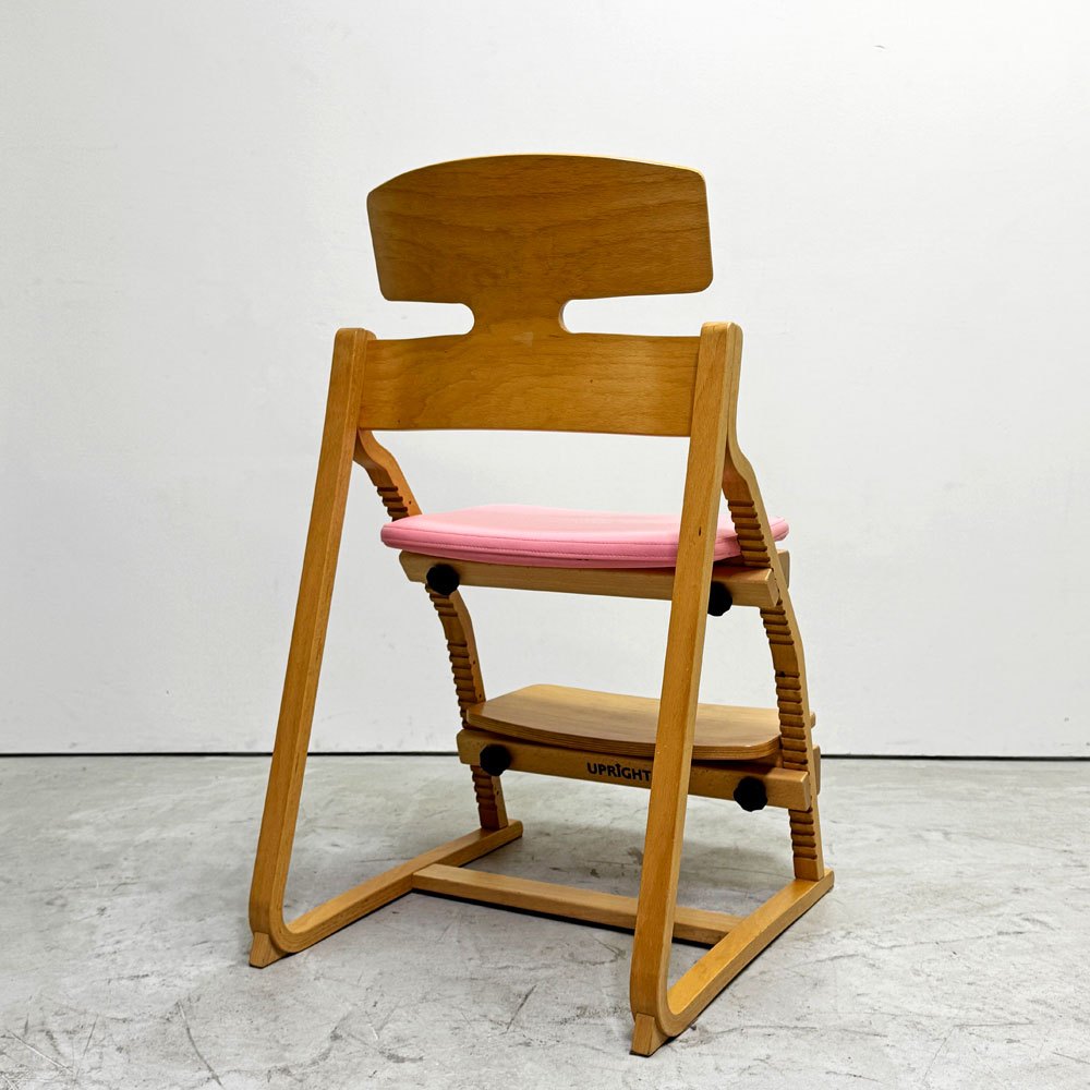 豊橋木工 TOYOMOKU アップライトチェア UPRIGHT CHAIR ナチュラル × ピンク  交換用座面カバー付き PVC ベビーチェア キッズチェア ●