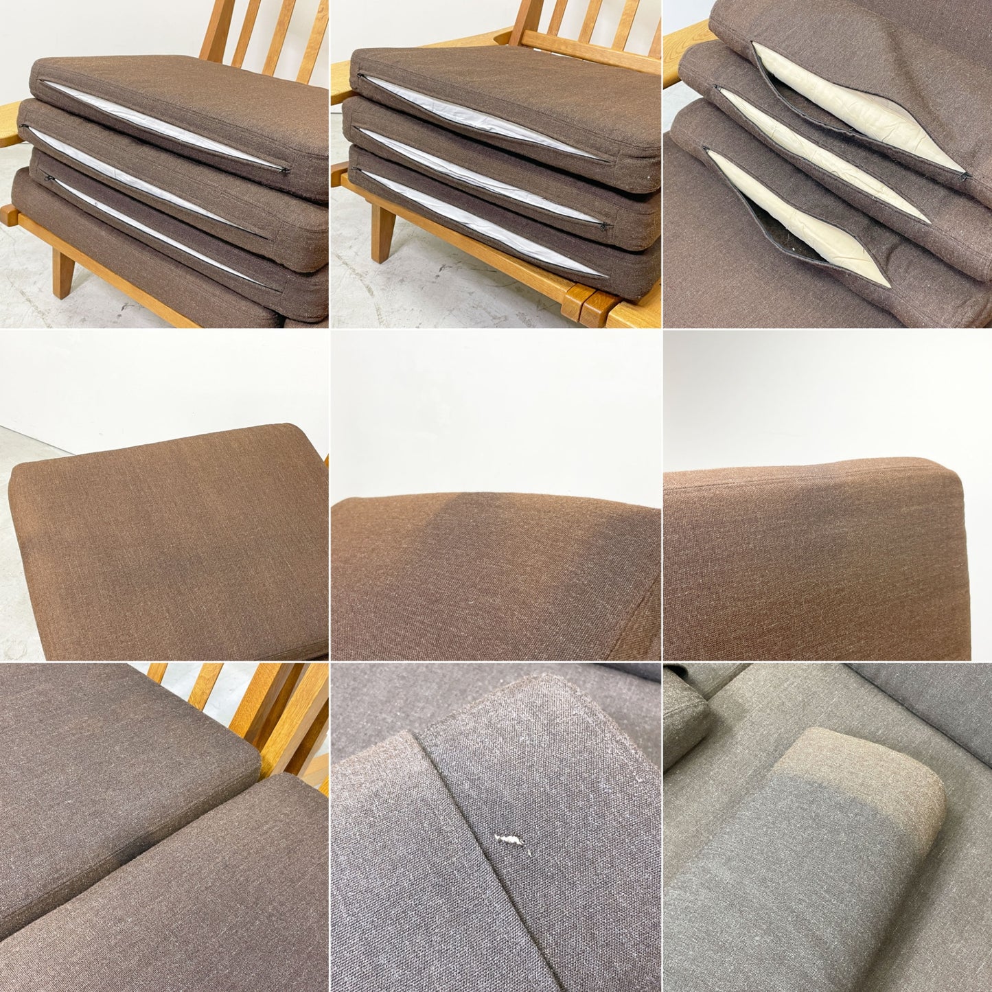 ゲタマ GETAMA GE375 3Pソファ ハイバックチェア オーク材 ブラウン系フ ァブリック ビンテージ ハンス・J・ウェグナー 北欧家具 ●