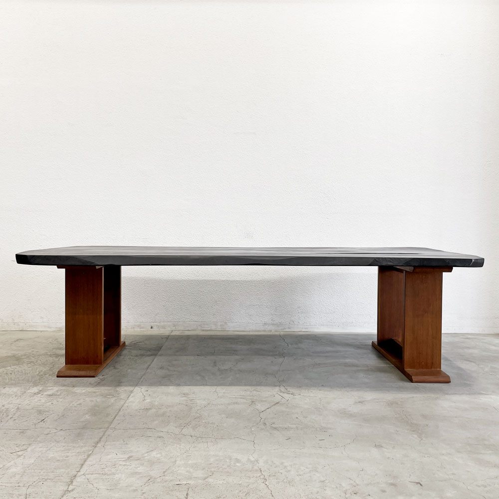 BC工房 ダイニングテーブル LDテーブル 無垢材 一枚板 節  W240cm 天板厚約5cm 和モダン オーダー品 クラフト家具 店舗什器 〓