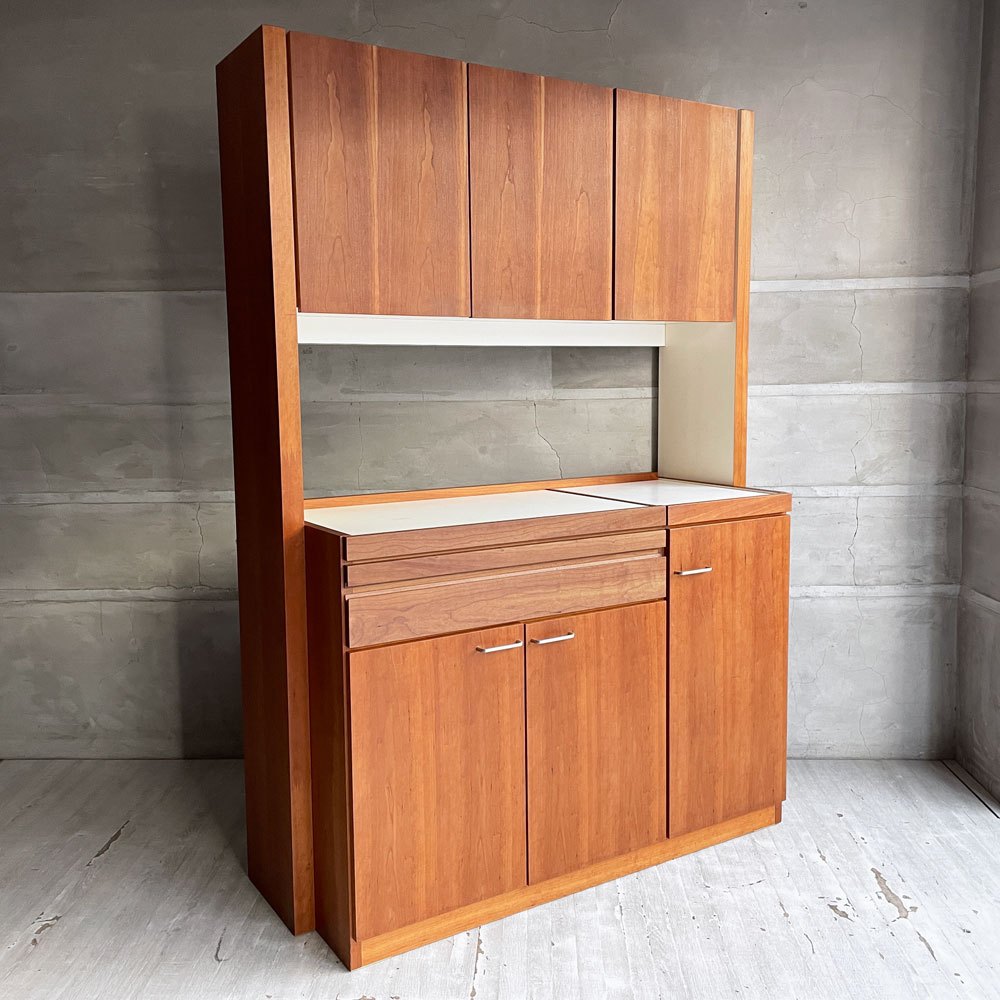 広松木工 HIROMATSU ベロイデア VEROIDEA キッチンボード カップボード 食器棚 チェリー材 コンセント付き 上下分割可 廃番 参考定価 ￥199,500-♪