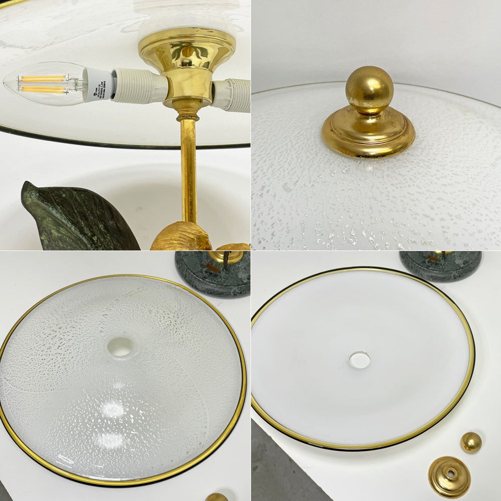 オリジナーレ L’originale ビンテージ テーブルランプ 2灯 ガラスシェード 水草 Lanciotto Galeottiデザイン イタリア ●