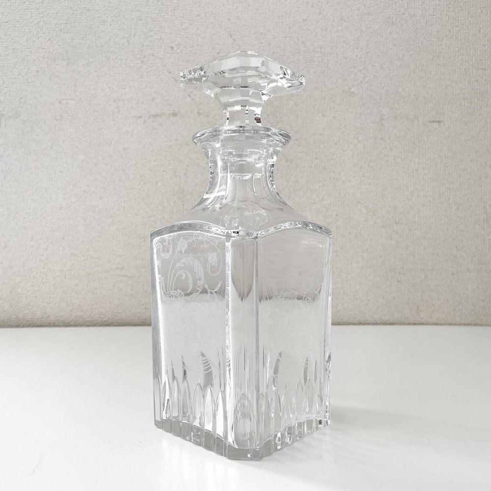 バカラ Baccarat パルメ Parme ウィスキーデカンタ エッチング 鳥 H24cm クリスタルガラス フランス 廃番 ◎