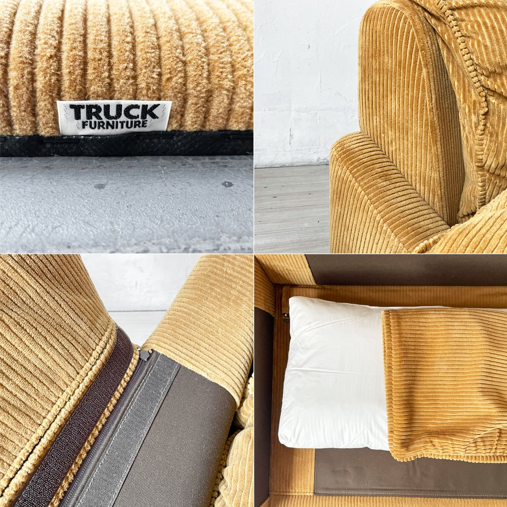 トラックファニチャー TRUCK FURNITURE DTソファ DT SOFA 1P ラウンジチェア コーデュロイ ブラウン フェザークッション W107㎝ 希少 廃盤 ★