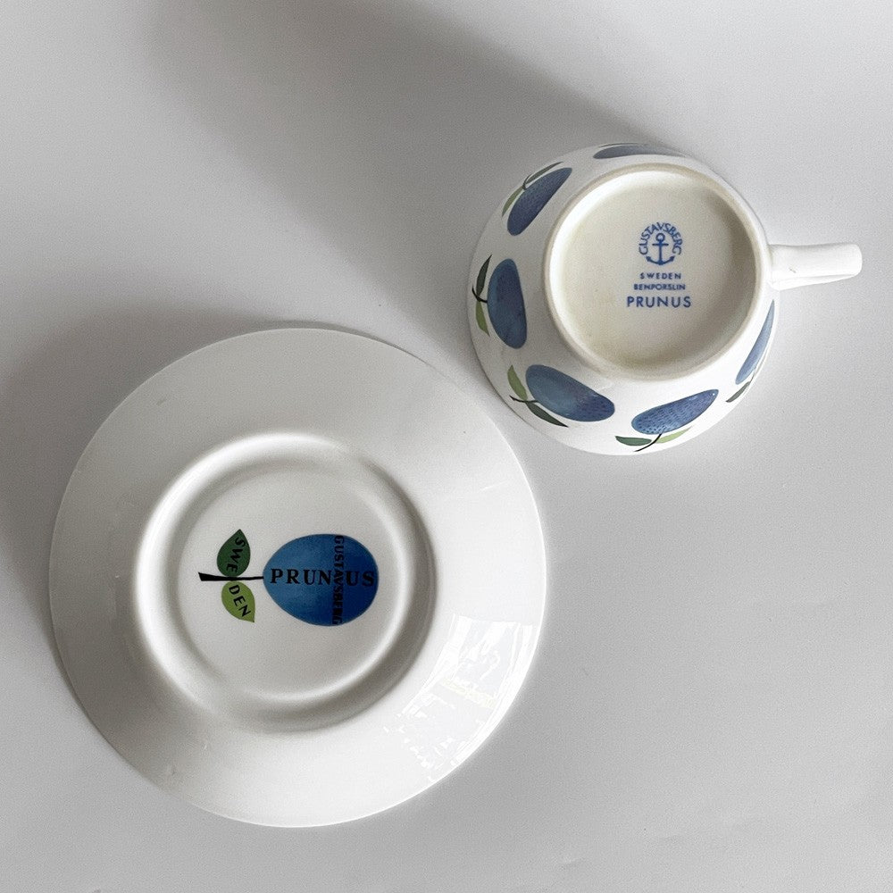 グスタフスベリ GUSTAVSBERG プルーヌス Prunus コーヒーカップ＆ソーサー Φ8cm スティグ・リンドベリ Stig Lindberg 北欧食器 ビンテージ ■