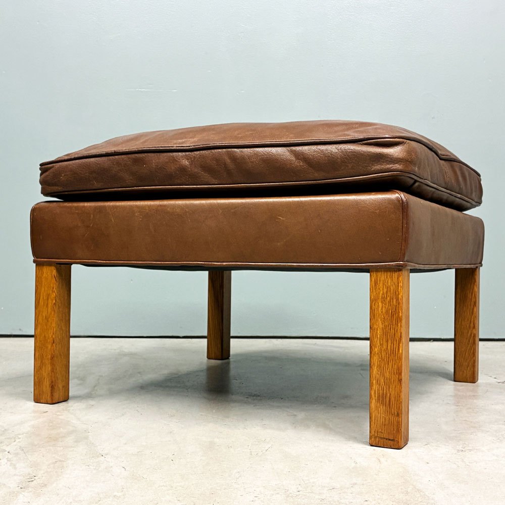 フレデリシア FREDERICIA model 2202 オットマン 本革 ブラウン系レザー ボーエ・モーエンセン デンマーク 北欧ビンテージ ◎