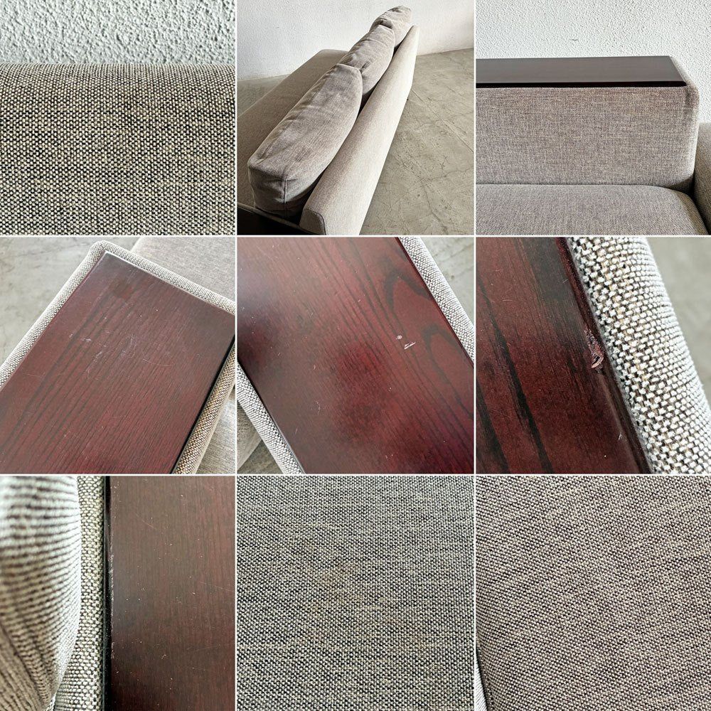 ラフィネリビング raffine living ビター BITTER SOFA 3人掛けソファ 片アーム W190cm ファブリック グレージュ系 オットマン付 廃番仕様 カタログ定価￥421,850-以上 〓