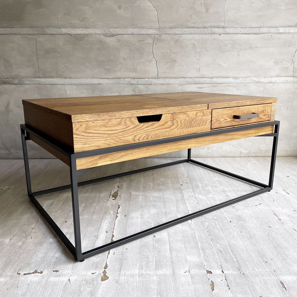 クラッシュゲート CRASH GATE イージーライフ Easy Life ロージー ROSY コーヒーテーブル ローテーブル リフトアップテーブル オーク材 スチール脚 定価¥71,500- ♪