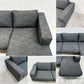 ボーコンセプト BoConcept I.D.V. カウチ ソファ セット ワンアーム 2P + シェーズロング リネン風ネイビー系ミックス色生地 背座カバーリング仕様 W265cm デンマーク 北欧家具 〓