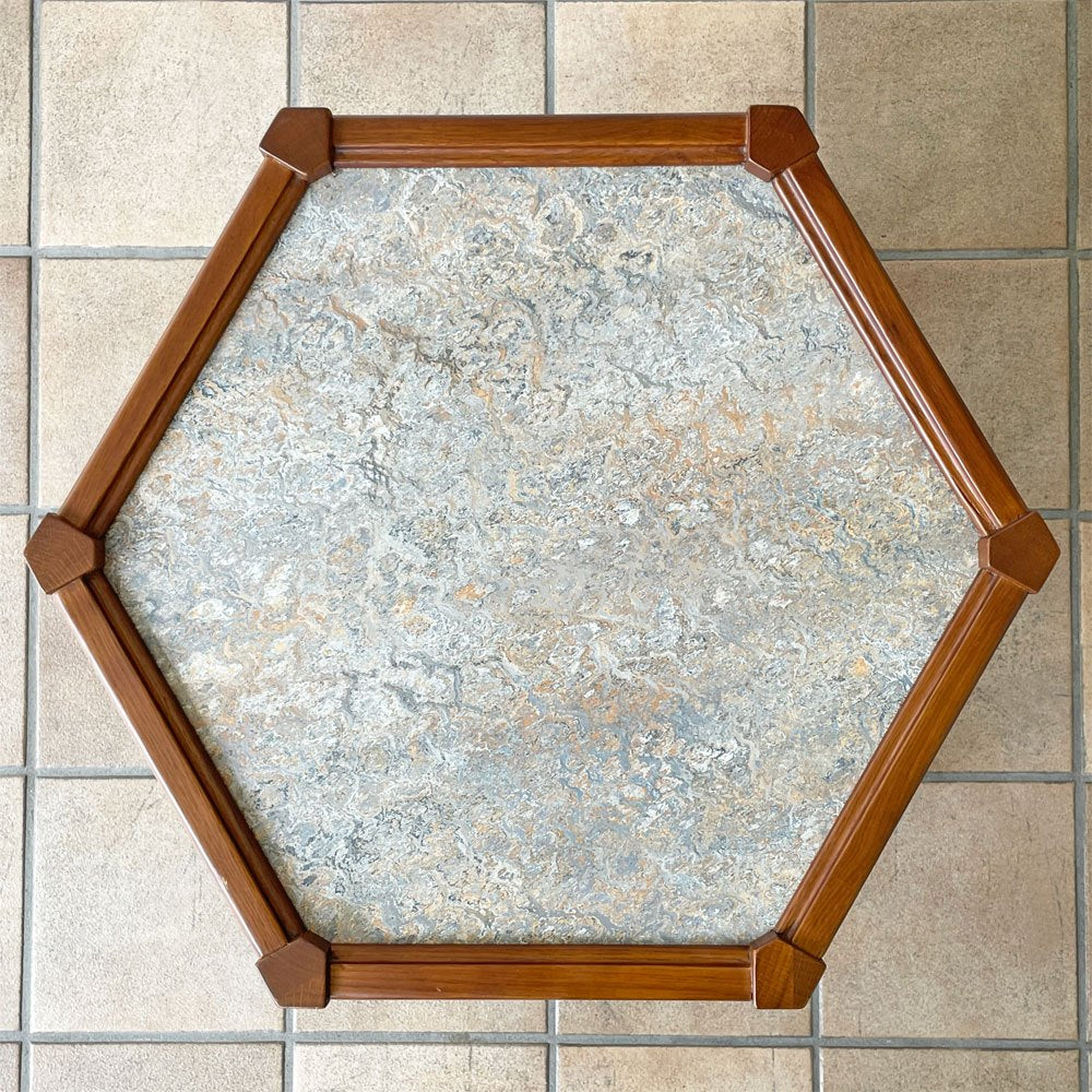 アクメファニチャー ACME Furniture ブルックス BROOKS ヘキサゴンテーブル HEXAGON TABLE リノリウムトップ サイドテーブル H40cm オーク材 グレー 定価￥33,000- ◇