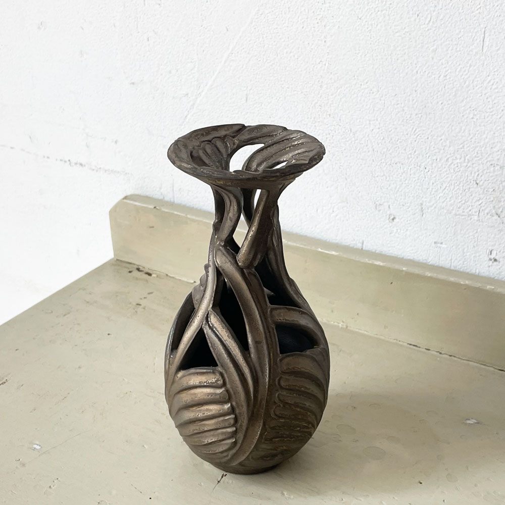 新里竜子 南端ポタリー 花器 一輪挿し 高さ約16cm 現代作家 ★