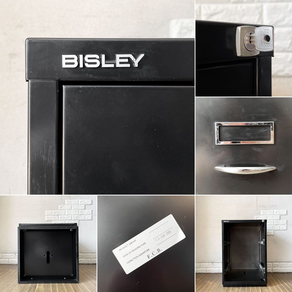 ビスレー BISLEY ベーシック BASIC Fシリーズ 2F ファイリングキャビネット 2段 ブラック ノーマルベース 鍵付 イギリス 定価￥79,200- ◎