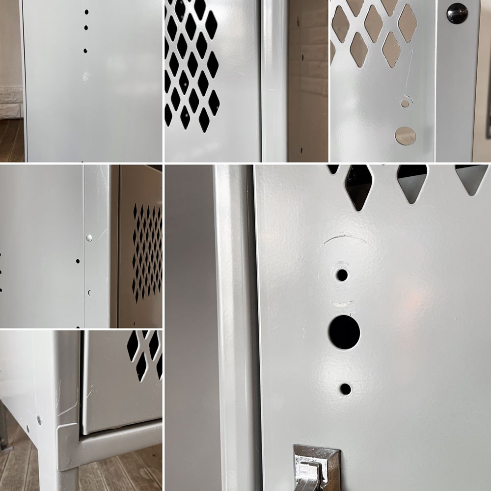 リオン LYON 2段スチールロッカー 2-TIER LOCKER ダイヤカット RECESSED HANDLE グレー インダストリアル パシフィックファニチャーサービス取扱 ◎