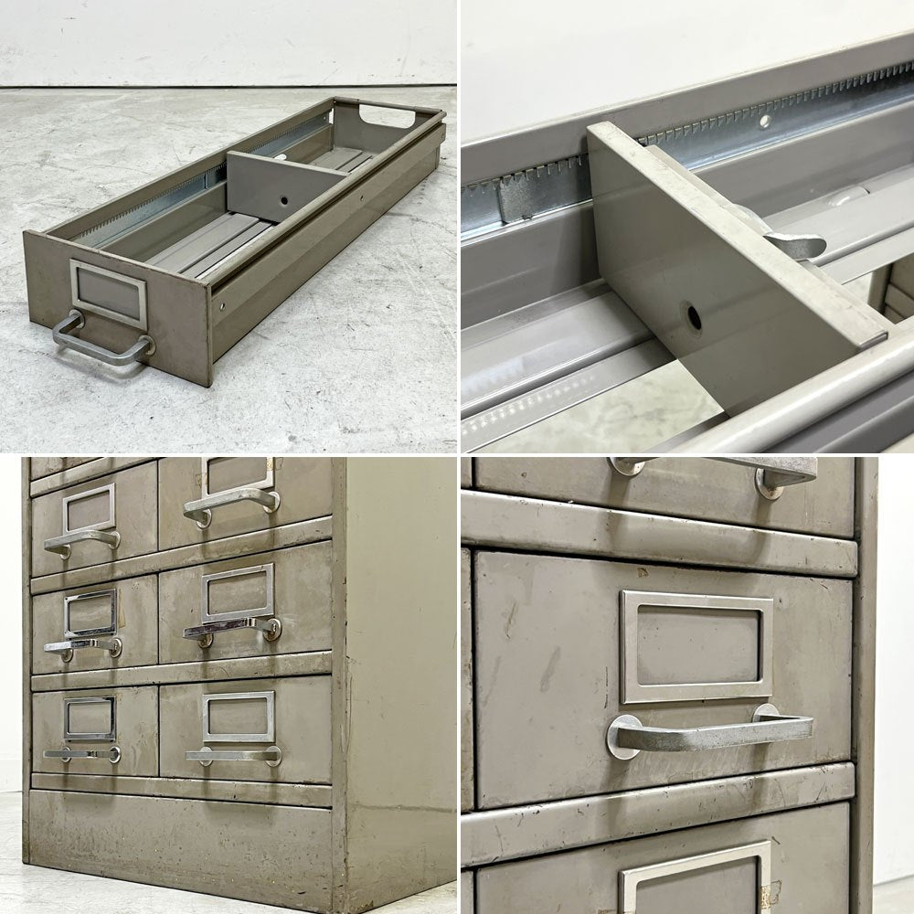 くろがね工作所 ART METAL WORKS Kurogane スチールチェスト カードキャビネット 図書カード 2列 5段 10ドロワー ビンテージ Vintage インダストリアル 工業系 鍵欠品 ●