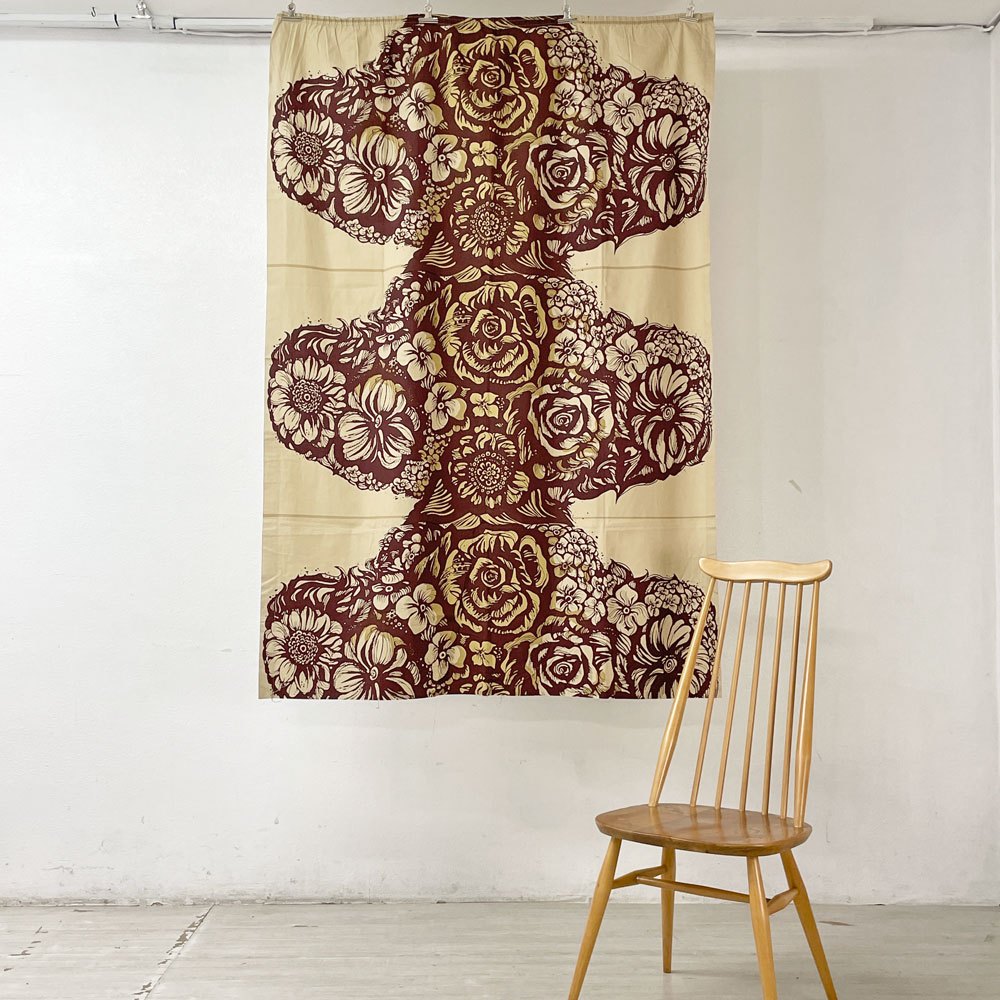 マリメッコ marimekko Sarabande 生地 カーテン 115×178cm アンネリ・クヴェフランデル Anneli Qveflander フィンランドビンテージ ●
