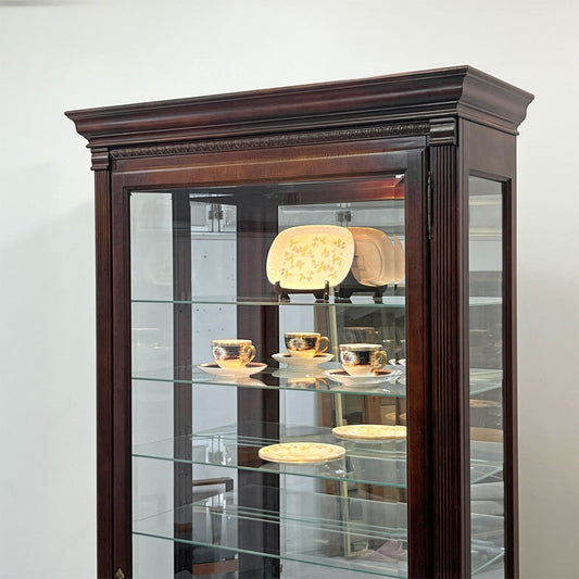 ハワードミラー Howard Miller ガラスキュリオケース 飾り棚 キャビネット コレクションケース H204cm 照明付き 鍵付 アメリカ ●