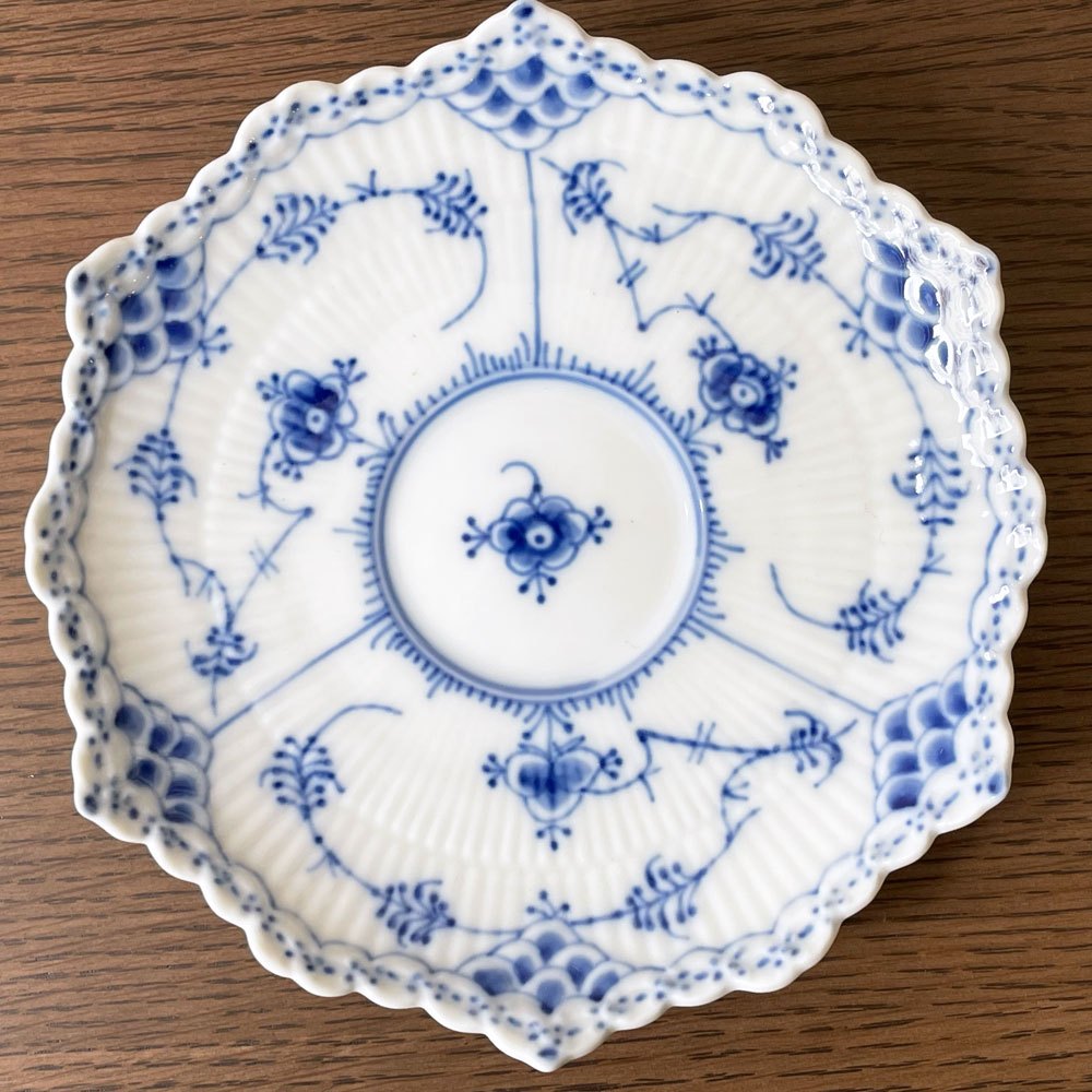 ロイヤルコペンハーゲン ROYAL COPENHAGEN ブルーフルーテッド フルレース ティー カップ & ソーサー デンマーク 北欧食器 A ★