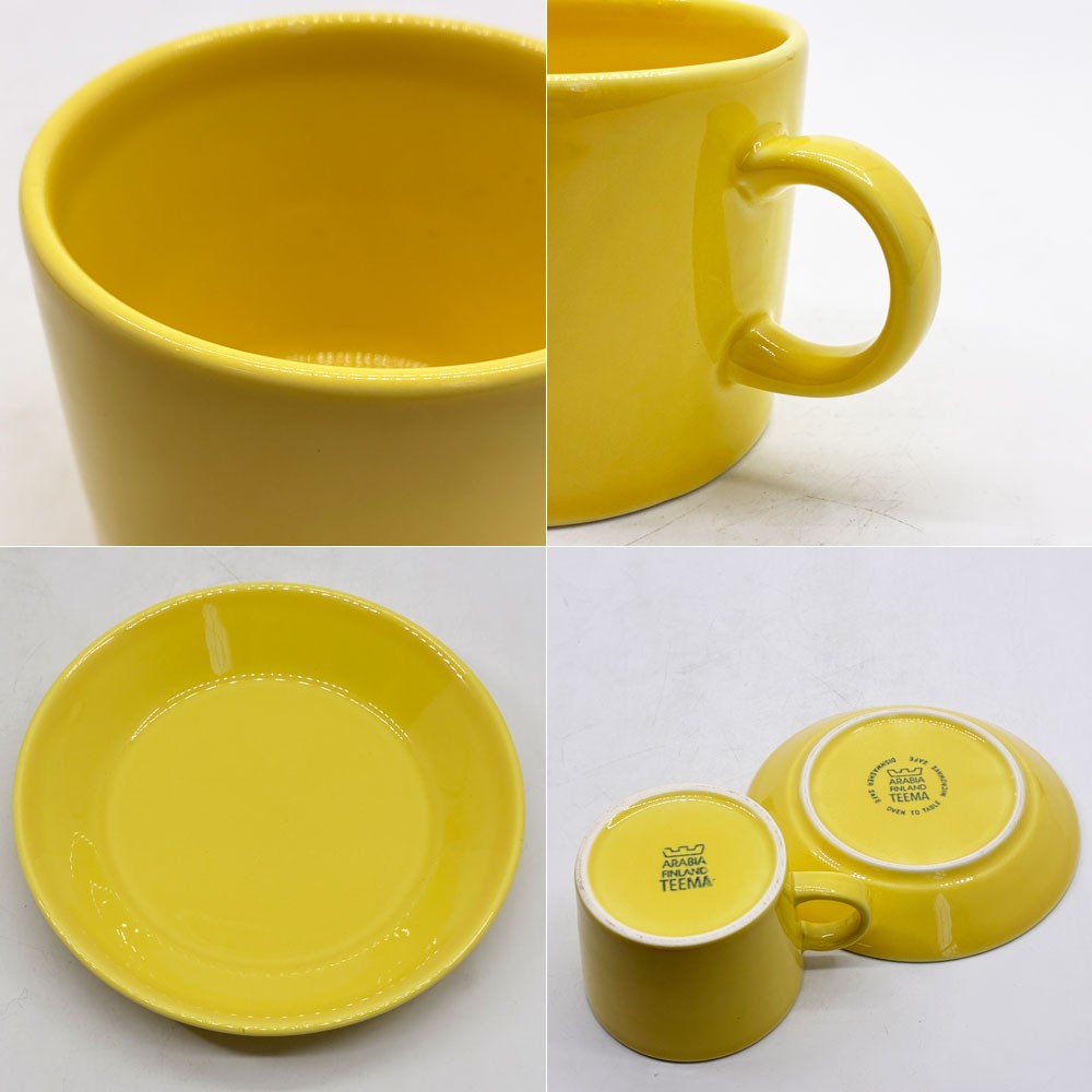 アラビア ARABIA ティーマ TEEMA コーヒーカップ＆ソーサー カイ・フランク イエロー 廃番希少 北欧 ●