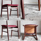 北欧ビンテージ Scandinabian Vintage チーク材 ダイニングチェア ラダーバック レッド系 ストライプ柄 北欧家具 A ■