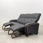 冨士ファニチア FUJI FURNITURE 3pソファ＋オットマン2台付き 本革張り リクライニング機能付き〓