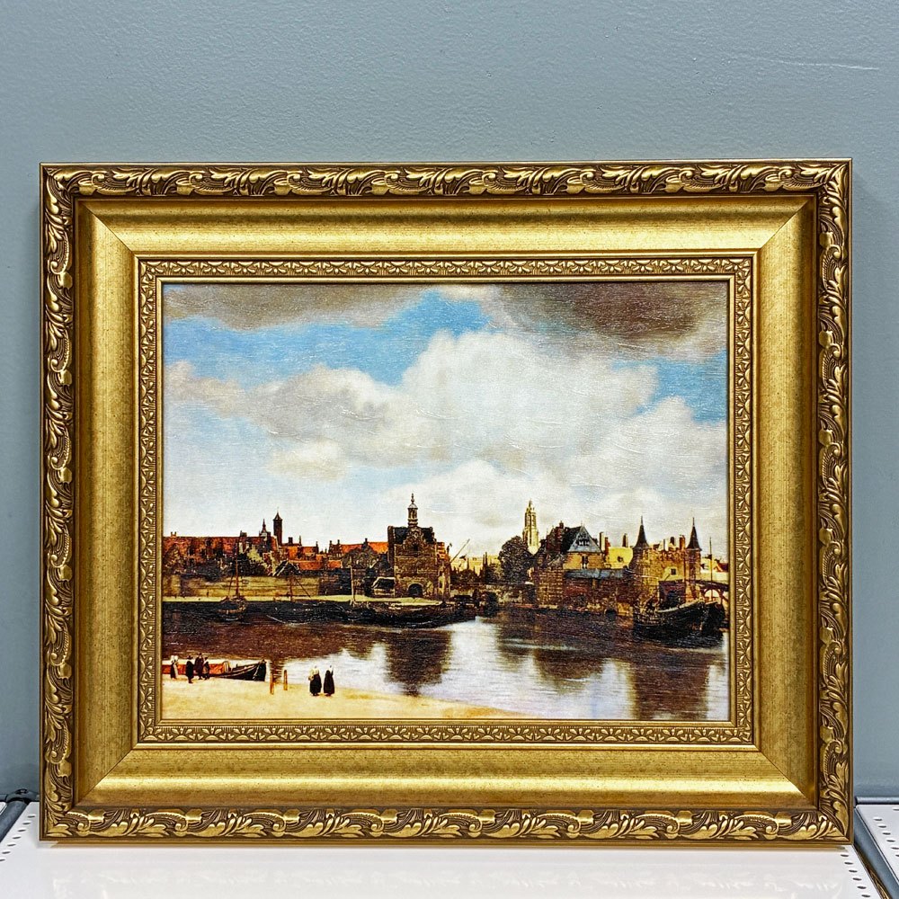 ヨハネス・フェルメール Johannes Vermeer デルフトの展望 立体複製名画 4号 額装付き ◎
