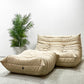 リーンロゼ ligne roset トーゴ TOGO 2シーター ソファ ＆ パフ 2点セット 50周年記念モデル DENDEN カタツムリ ファブリック ベージュ系カラー ●