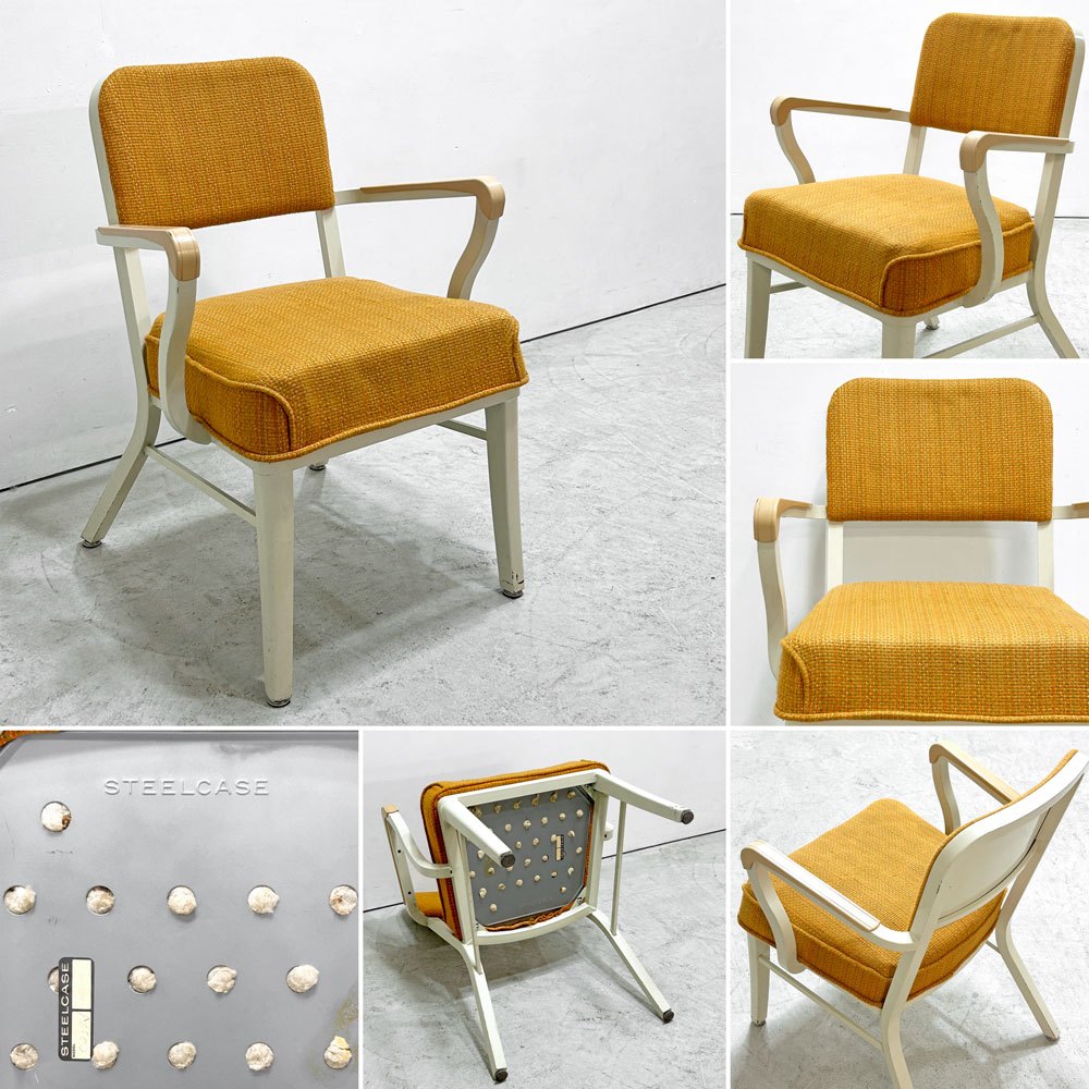 スチールケース Steelcase タンカーチェア ペインテッドスチール × ファブリック US ビンテージ Vintage レトロ インダストリアル ●