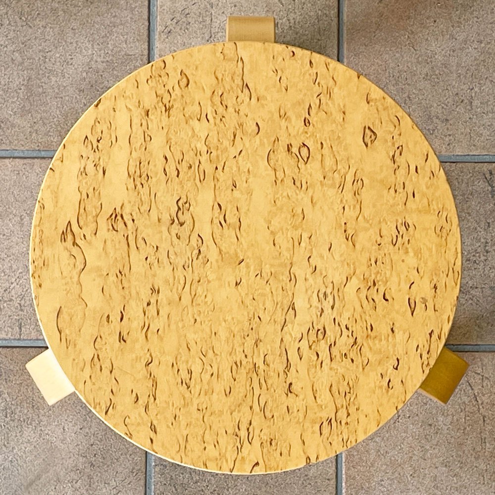 アルテック artek スツール60 Stool60 3本脚 2003年 スツール60の70周年記念 ゴールドプレート 限定モデル カーリーバーチ材 アルヴァ・アアルト 北欧家具 希少 ◇